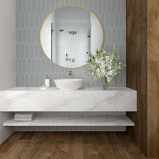 Soft Gray - 3x12 Stagecraft Picket Natural Solid-Color Glossy Undulated Ceramic Tile