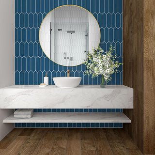 Navy Matte - 3x12 Stagecraft Picket Natural Solid-Color Matte Undulated Ceramic Tile