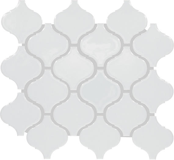 3x3 Color Wheel Retro Arabesque  Mosaic Solid-Color Glossy Smooth Ceramic Tile Soft White
