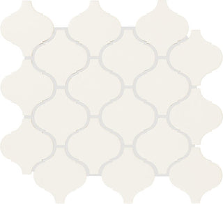 Soft White - 11x12 Color Wheel Retro Arabesque Mosaic Solid-Color Matte Smooth Ceramic Tile