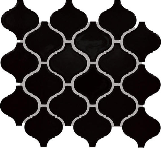 3x3 Color Wheel Retro Arabesque  Mosaic Solid-Color Matte Smooth Ceramic Tile Black