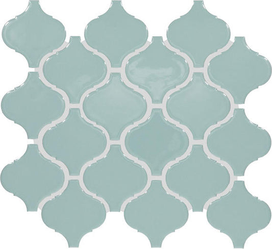 3x3 Color Wheel Retro Arabesque  Mosaic Solid-Color Glossy Smooth Ceramic Tile Light Aqua
