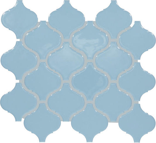3x3 Color Wheel Retro Arabesque  Mosaic Solid-Color Glossy Smooth Ceramic Tile Light Blue