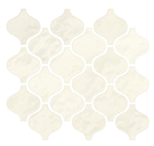 3x3 Mesmerist Arabesque  Mosaic Solid-Color Glossy Smooth Ceramic Tile Ivory Cream