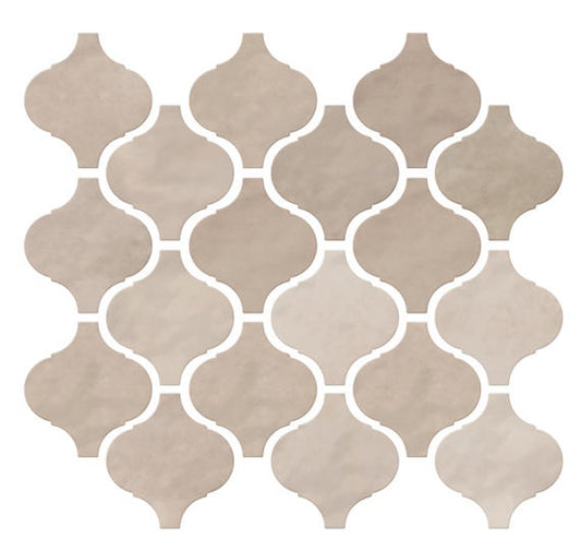 3x3 Mesmerist Arabesque  Mosaic Solid-Color Glossy Smooth Ceramic Tile Sand Beige