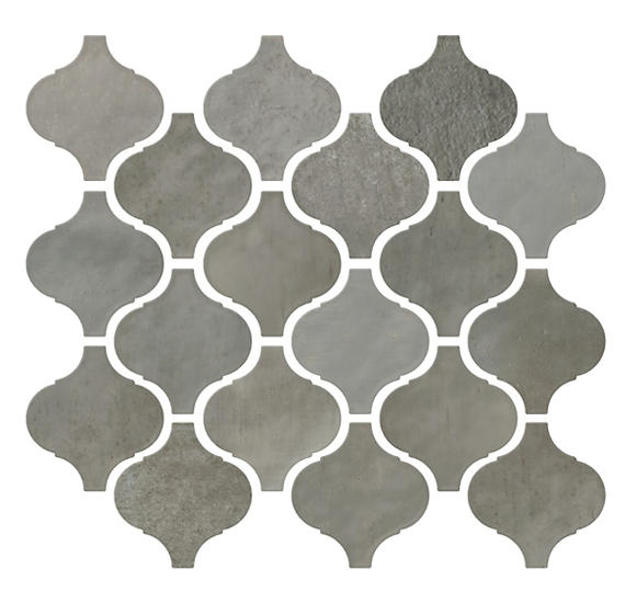 3x3 Mesmerist Arabesque  Mosaic Solid-Color Glossy Smooth Ceramic Tile Stone Gray