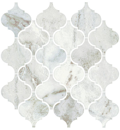 3x3 Mythique Marble Arabesque  Mosaic Marble-Look Matte Smooth Porcelain Tile Frost Gray