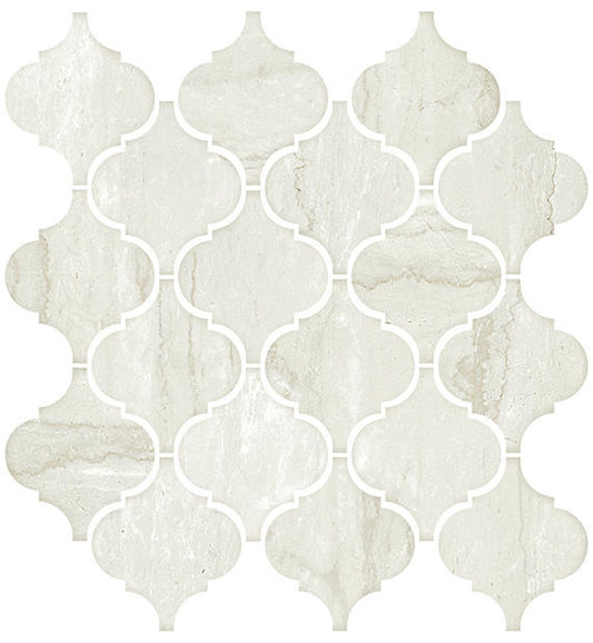 3x3 Mythique Marble Arabesque  Mosaic Marble-Look Matte Smooth Porcelain Tile Light Beige