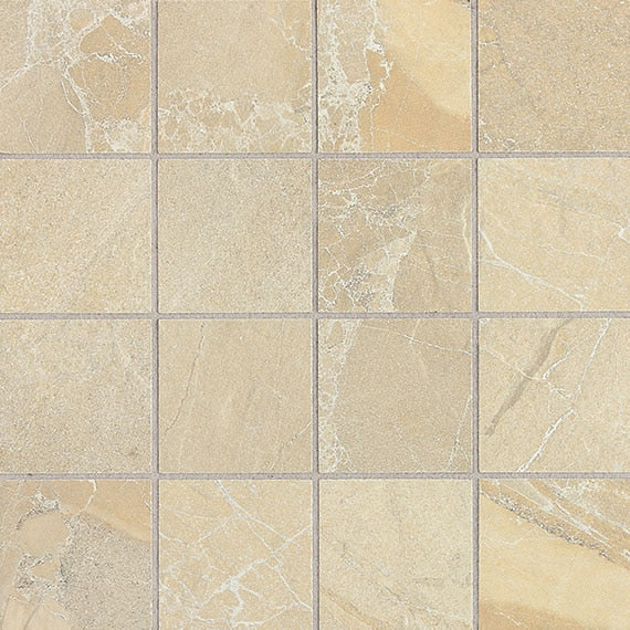 3x3 Ayers Rock Straight Joint  Mosaic Stone-Look Matte Smooth Porcelain Tile Golden Sand