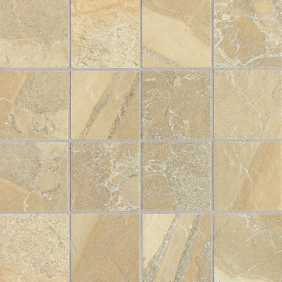 3x3 Ayers Rock Straight Joint  Mosaic Stone-Look Matte Smooth Porcelain Tile Warm Sand