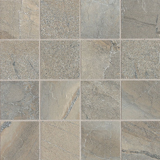 3x3 Ayers Rock Straight Joint  Mosaic Stone-Look Matte Smooth Porcelain Tile Stone Taupe