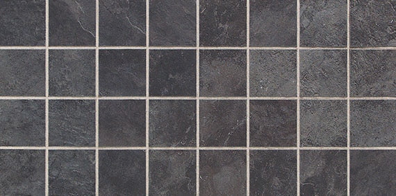 3x3 Continental Slate Straight Joint  Mosaic Stone-Look Matte Riven Porcelain Tile Light Black