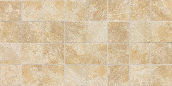 3x3 Continental Slate Straight Joint  Mosaic Stone-Look Matte Riven Porcelain Tile Cream Gold