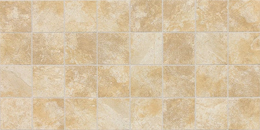 3x3 Continental Slate Straight Joint  Mosaic Stone-Look Matte Riven Porcelain Tile Cream Gold