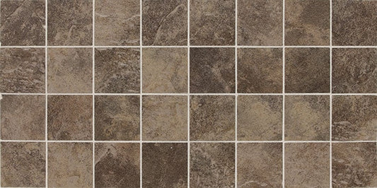 3x3 Continental Slate Straight Joint  Mosaic Stone-Look Matte Riven Porcelain Tile Brown