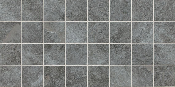 3x3 Continental Slate Straight Joint  Mosaic Stone-Look Matte Riven Porcelain Tile Gray