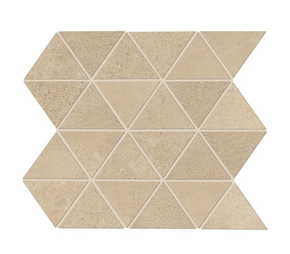 3x3 Chord Triangle  Mosaic Concrete-Look Matte Smooth Porcelain Tile Warm Beige
