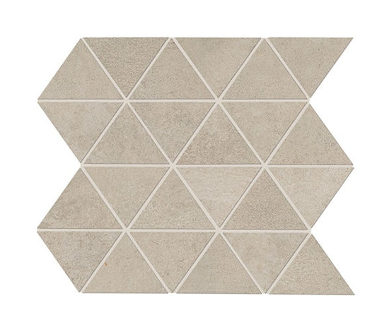 3x3 Chord Triangle  Mosaic Concrete-Look Matte Smooth Porcelain Tile Light Greige