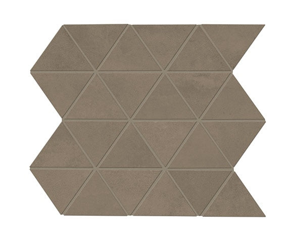 3x3 Chord Triangle  Mosaic Concrete-Look Matte Smooth Porcelain Tile Mocha Brown