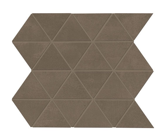 3x3 Chord Triangle  Mosaic Concrete-Look Matte Smooth Porcelain Tile Earth Brown