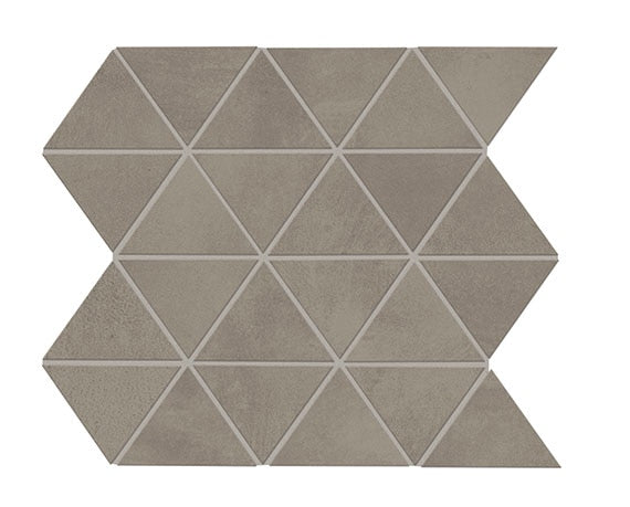 3x3 Chord Triangle  Mosaic Concrete-Look Matte Smooth Porcelain Tile Medium Gray