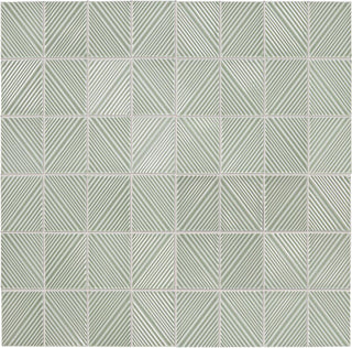 Mint Gray - 12x16 Revalia Remix Diamond Mosaic Solid-Color Glossy 3D-Geometric Ribbed Ceramic Tile