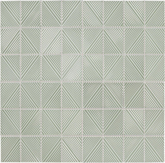 12x16 Revalia Remix Diamond Mosaic Solid-Color Glossy 3D-Geometric Ribbed Ceramic Tile