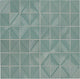 3x4 Revalia Remix Diamond  Mosaic Solid-Color Glossy 3D-Geometric Ribbed Ceramic Tile Teal Green