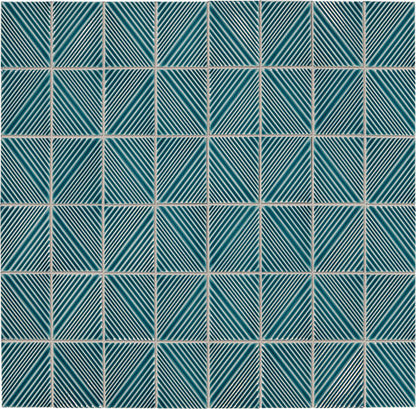 3x4 Revalia Remix Diamond  Mosaic Solid-Color Glossy 3D-Geometric Ribbed Ceramic Tile Deep Teal