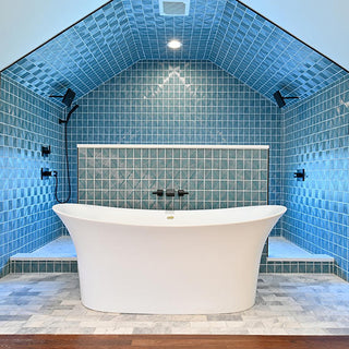 Deep Teal - 12x16 Revalia Remix Diamond Mosaic Solid-Color Glossy 3D-Geometric Ribbed Ceramic Tile