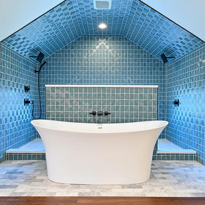 3x4 Revalia Remix Diamond  Mosaic Solid-Color Glossy 3D-Geometric Ribbed Ceramic Tile Deep Teal