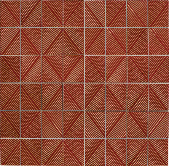 3x4 Revalia Remix Diamond  Mosaic Solid-Color Glossy 3D-Geometric Ribbed Ceramic Tile Brown Red