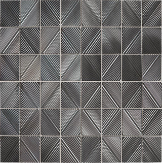 12x16 Revalia Remix Diamond Mosaic Solid-Color Glossy 3D-Geometric Ribbed Ceramic Tile