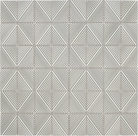 12x16 Revalia Remix Diamond Mosaic Solid-Color Matte 3D-Geometric Ribbed Ceramic Tile