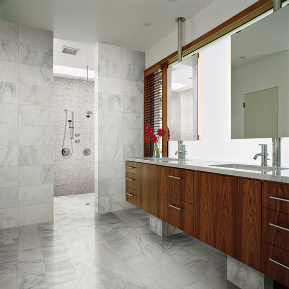 3x6 Marble Subway Pattern Light Veining Natural Marble-Look Polished Smooth Marble Tile White Gray