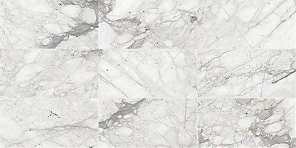 3x6 Marble Subway Pattern Intense Veining Natural Marble-Look Polished Smooth Marble Tile Calacatta White