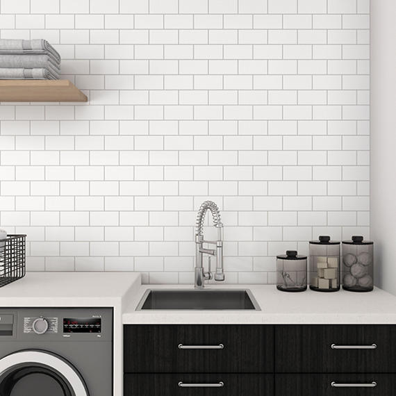 3x6 Marble Subway Pattern  Natural Marble-Look Polished Smooth Marble Tile Pure White