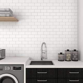 Pure White - 3x6 Marble Subway Pattern Natural Marble-Look Polished Smooth Marble Tile