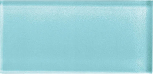 3x6 Color Appeal  Natural Solid-Color Glossy Smooth Glass Tile Aqua Blue