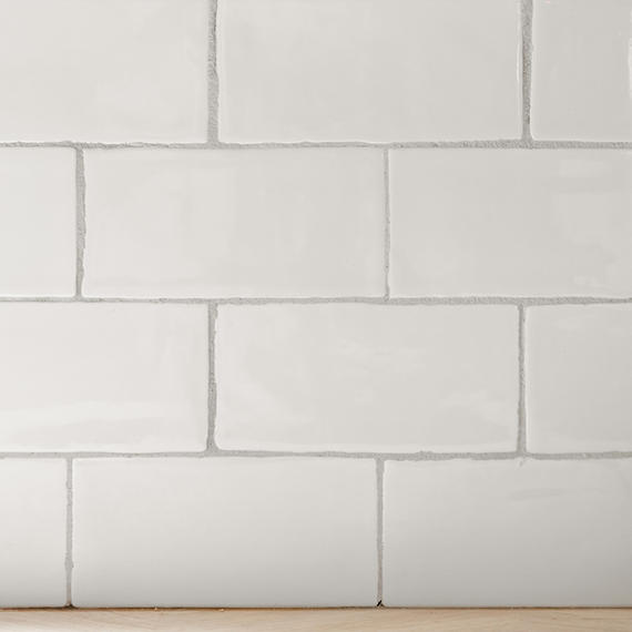 3x6 Artigiano  Natural Solid-Color Glossy Undulated Ceramic Tile Cream White