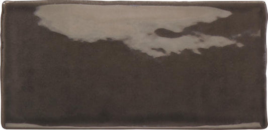 3x6 Artigiano  Natural Solid-Color Glossy Undulated Ceramic Tile Dark Brown