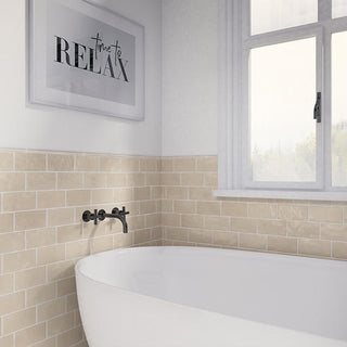 Sand Beige - 3x6 Mesmerist Natural Solid-Color Glossy Undulated Ceramic Tile