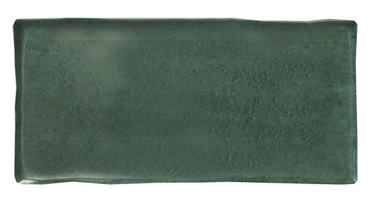 3x6 Mesmerist  Natural Solid-Color Glossy Undulated Ceramic Tile Forest Green