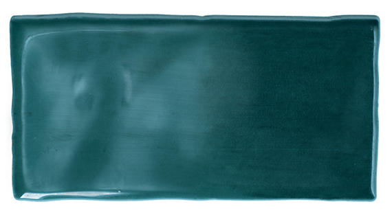 3x6 Mesmerist  Natural Solid-Color Glossy Undulated Ceramic Tile Deep Teal