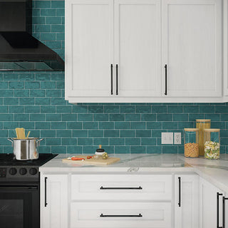 Deep Teal - 3x6 Mesmerist Natural Solid-Color Glossy Undulated Ceramic Tile