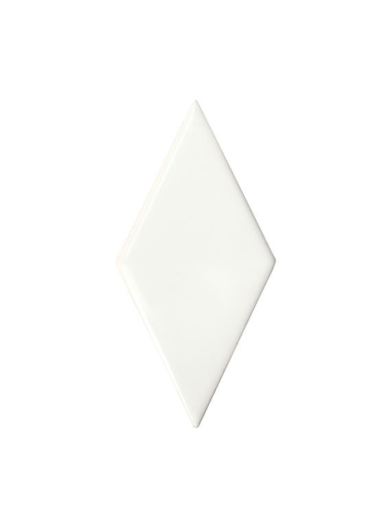 3x6 Playscapes Diamond  Natural Solid-Color Glossy Undulated Ceramic Tile Soft White