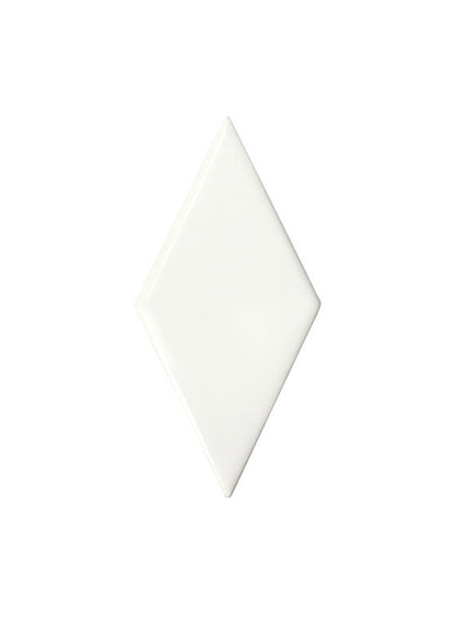 3x6 Playscapes Diamond  Natural Solid-Color Glossy Undulated Ceramic Tile Soft White