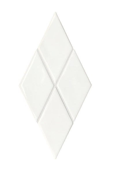 3x6 Playscapes Diamond  Natural Solid-Color Glossy Undulated Ceramic Tile Soft White