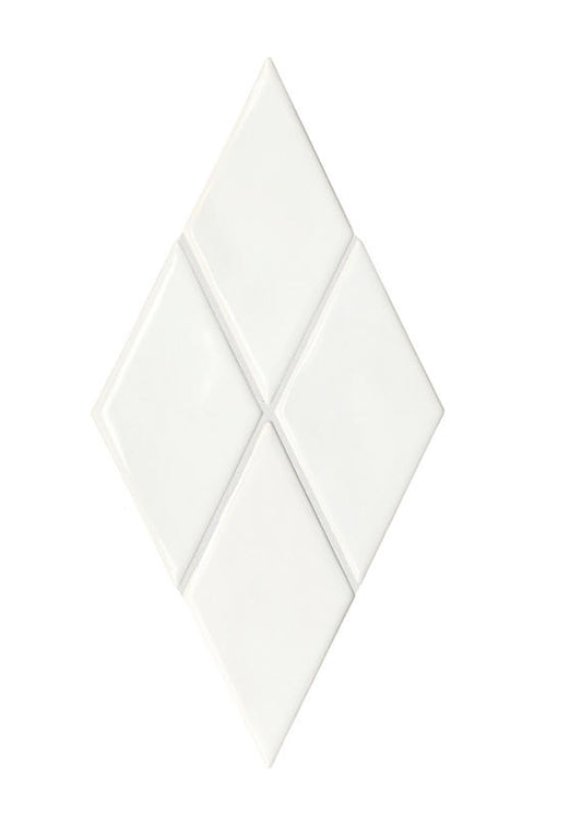3x6 Playscapes Diamond  Natural Solid-Color Glossy Undulated Ceramic Tile Soft White