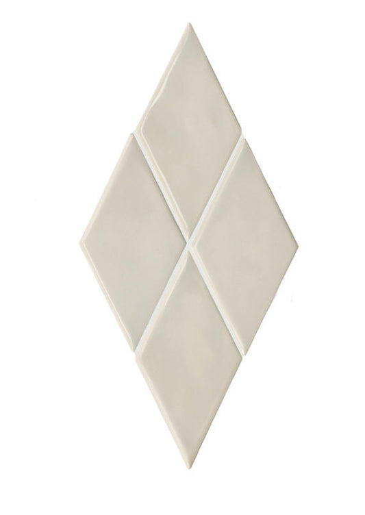 3x6 Playscapes Diamond  Natural Solid-Color Glossy Undulated Ceramic Tile Off White